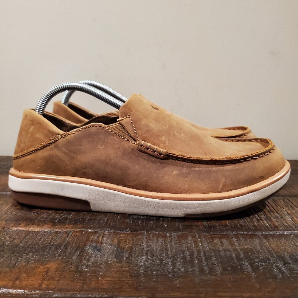 Olukai Kalia Nubuck Leather Slip On Shoes Sneakers Mens 8.5 Brown